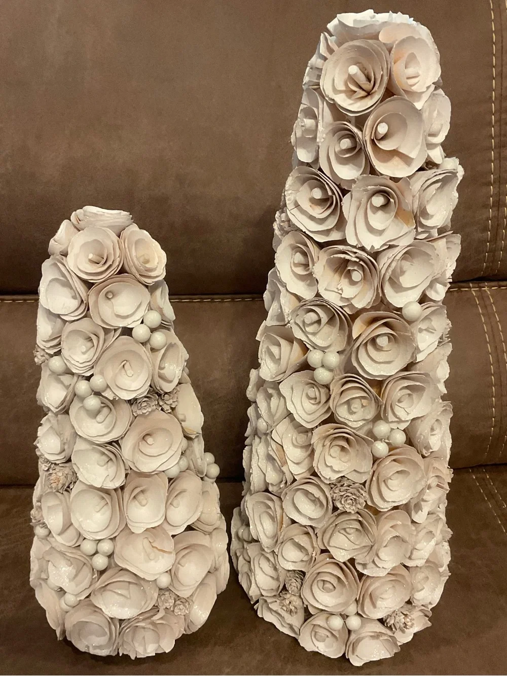 Smith & Hawken Cone Trees in White Glitter